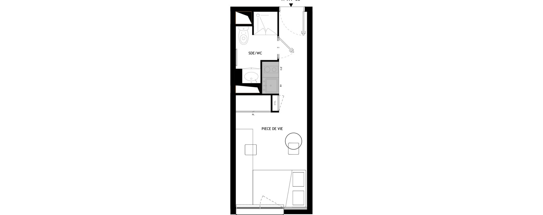 Appartement T1 meubl&eacute; de 18,90 m2 &agrave; Choisy-Le-Roi Choisy nord