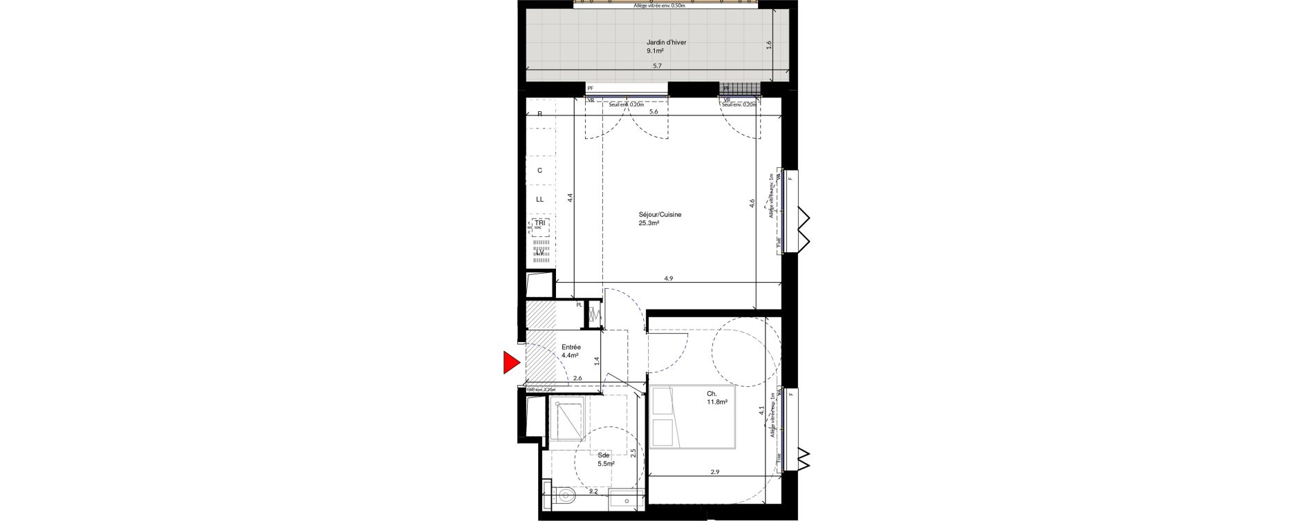 Appartement T2 de 47,00 m2 &agrave; Cr&eacute;teil Triangle de l'&eacute;chat