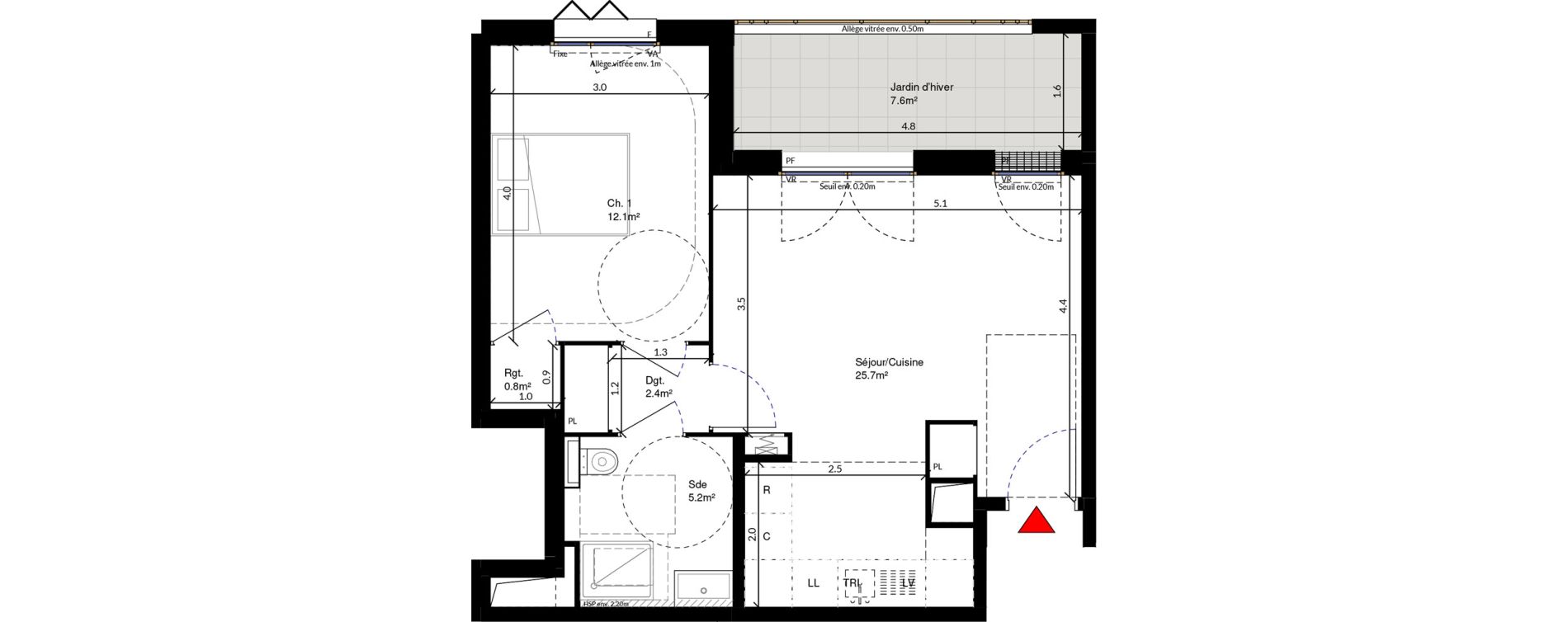 Appartement T2 de 46,20 m2 &agrave; Cr&eacute;teil Triangle de l'&eacute;chat