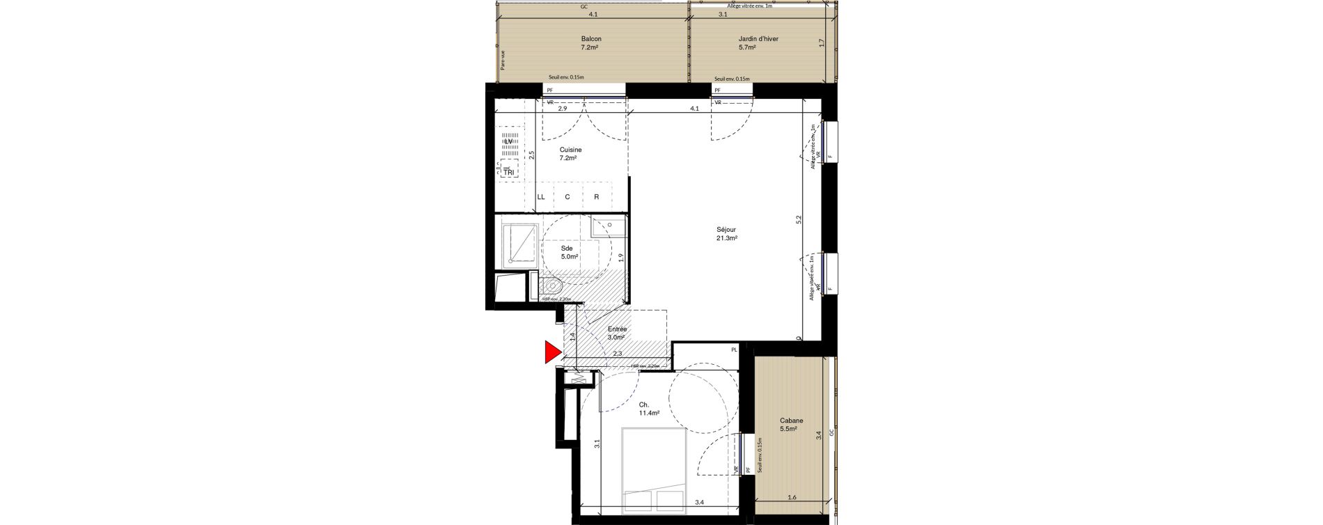 Appartement T2 de 47,90 m2 &agrave; Cr&eacute;teil Triangle de l'&eacute;chat