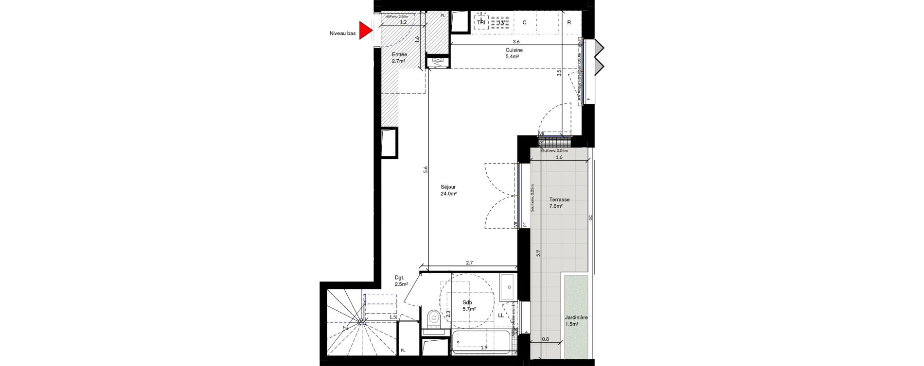 Duplex T3 de 65,70 m2 &agrave; Cr&eacute;teil Triangle de l'&eacute;chat