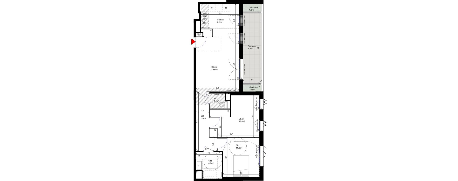 Appartement T3 de 66,70 m2 &agrave; Cr&eacute;teil Triangle de l'&eacute;chat