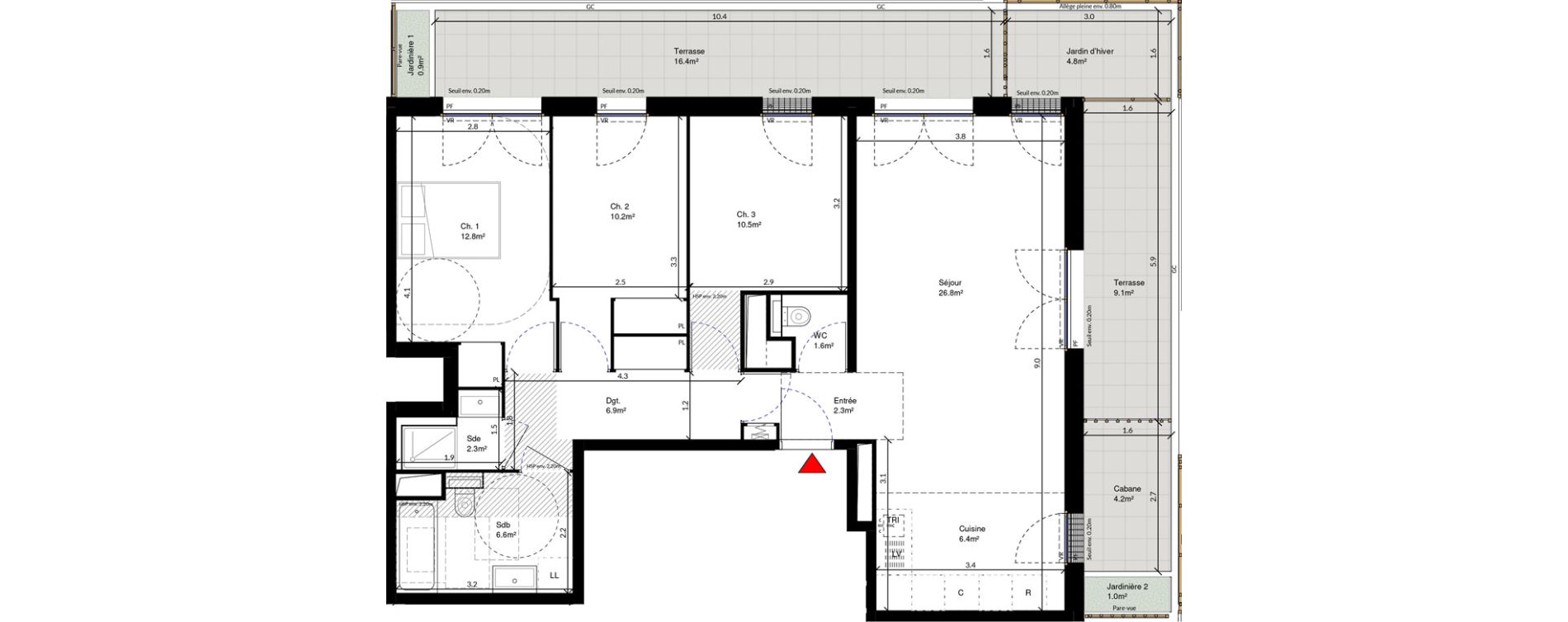 Appartement T4 de 86,40 m2 &agrave; Cr&eacute;teil Triangle de l'&eacute;chat