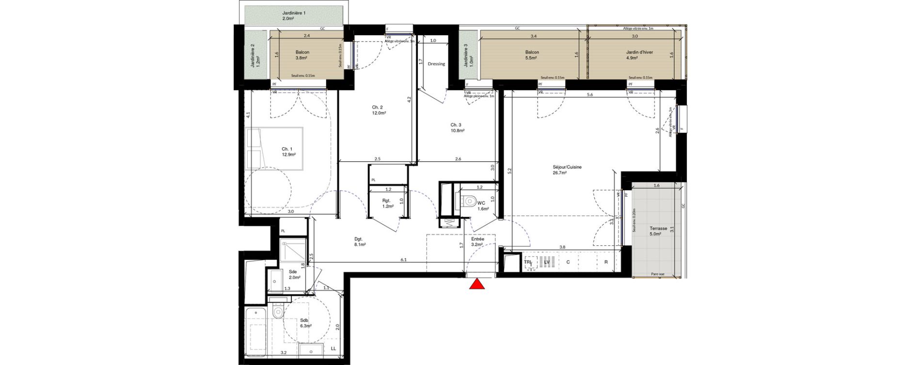 Appartement T4 de 84,80 m2 &agrave; Cr&eacute;teil Triangle de l'&eacute;chat