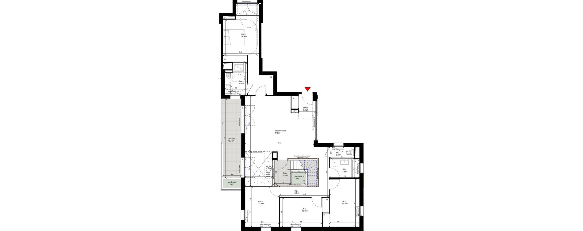 Duplex T4 de 82,70 m2 &agrave; Cr&eacute;teil Triangle de l'&eacute;chat