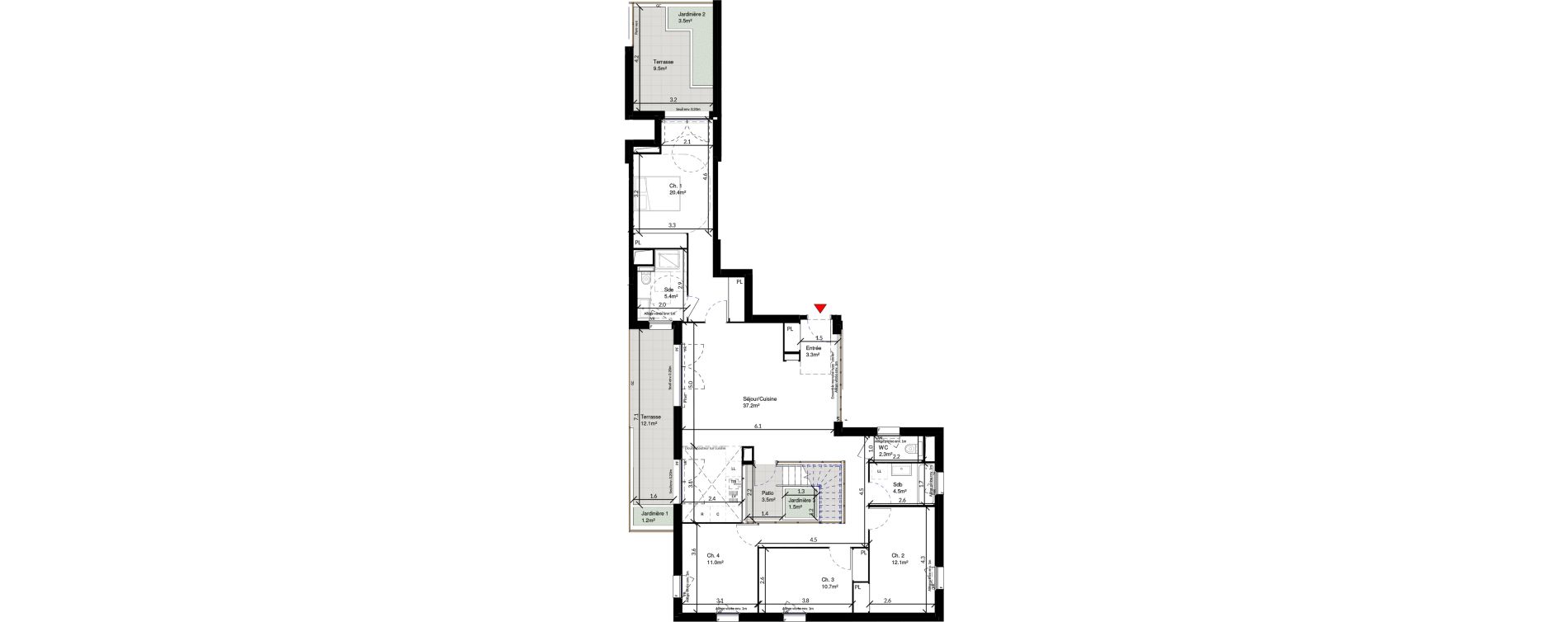 Duplex T5 de 114,90 m2 &agrave; Cr&eacute;teil Triangle de l'&eacute;chat