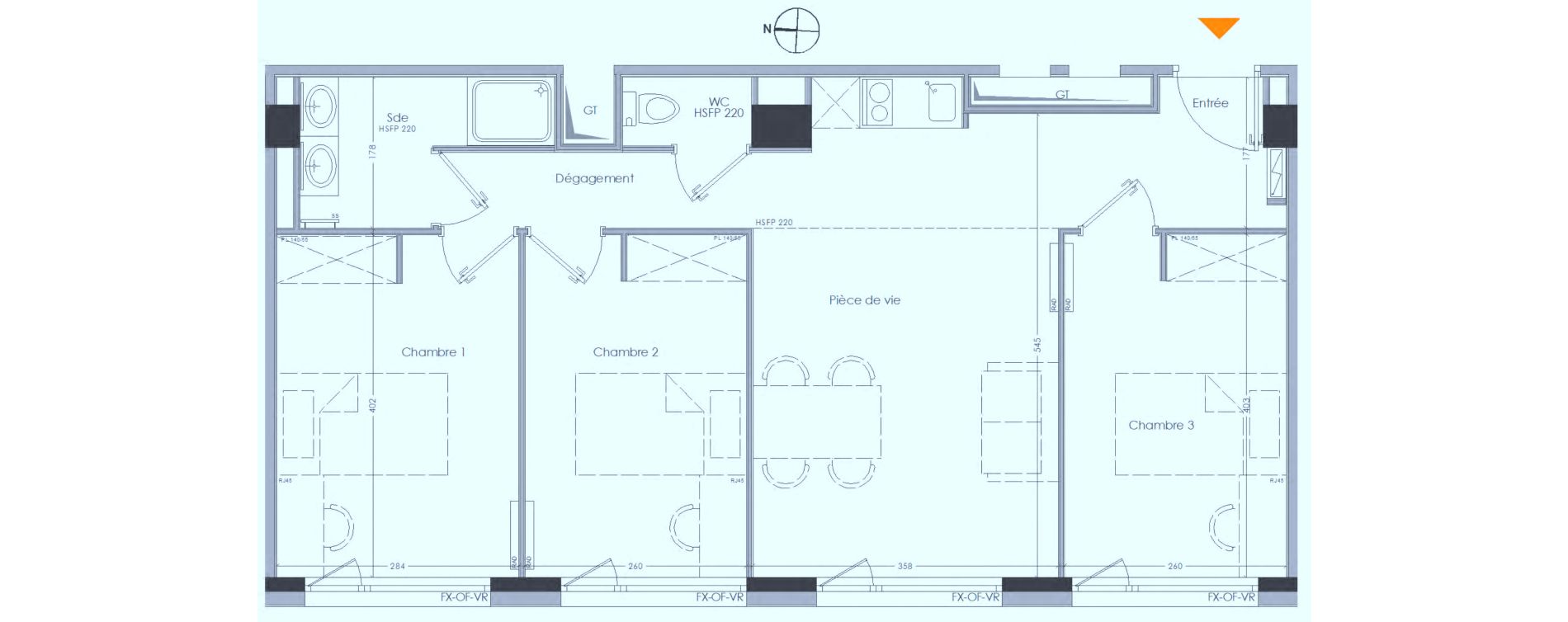 Appartement T4 meubl&eacute; de 64,42 m2 &agrave; Cr&eacute;teil Centre