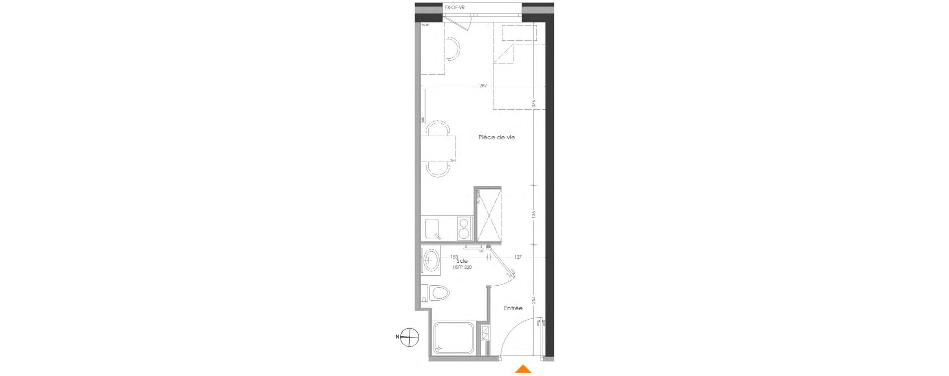 Appartement T1 meubl&eacute; de 21,01 m2 &agrave; Cr&eacute;teil Centre