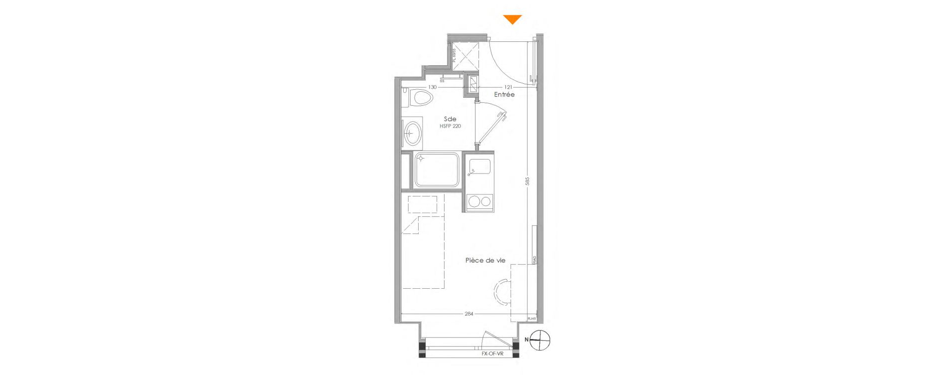 Appartement T1 meubl&eacute; de 15,77 m2 &agrave; Cr&eacute;teil Centre