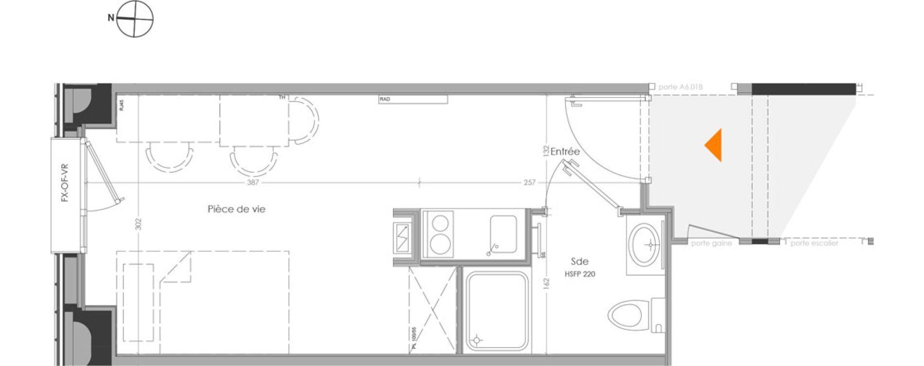 Appartement T1 meubl&eacute; de 19,07 m2 &agrave; Cr&eacute;teil Centre