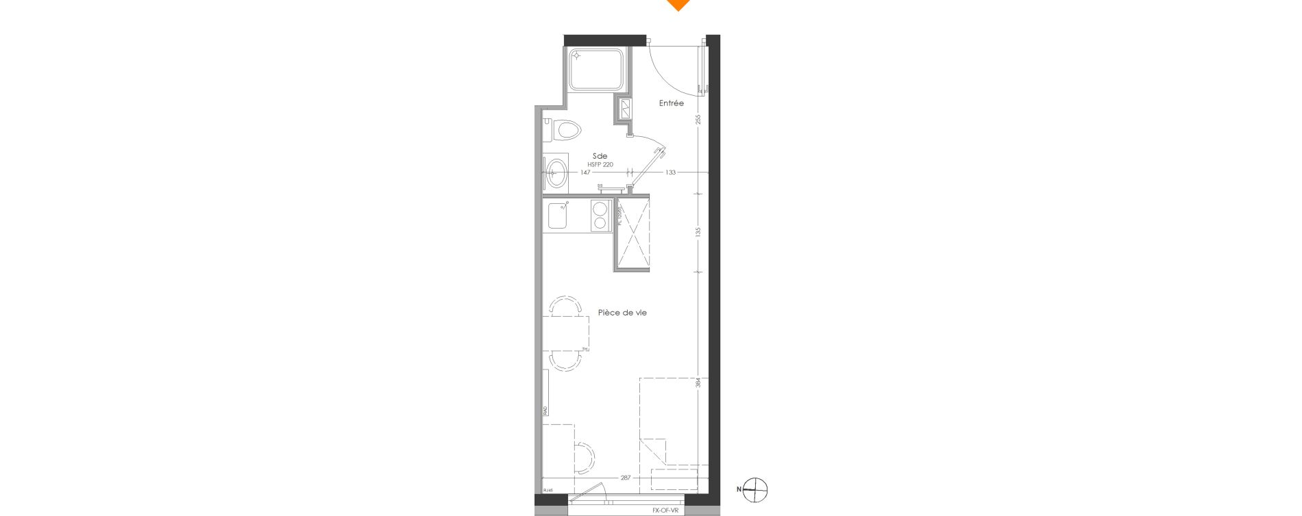 Appartement T1 meubl&eacute; de 21,13 m2 &agrave; Cr&eacute;teil Centre