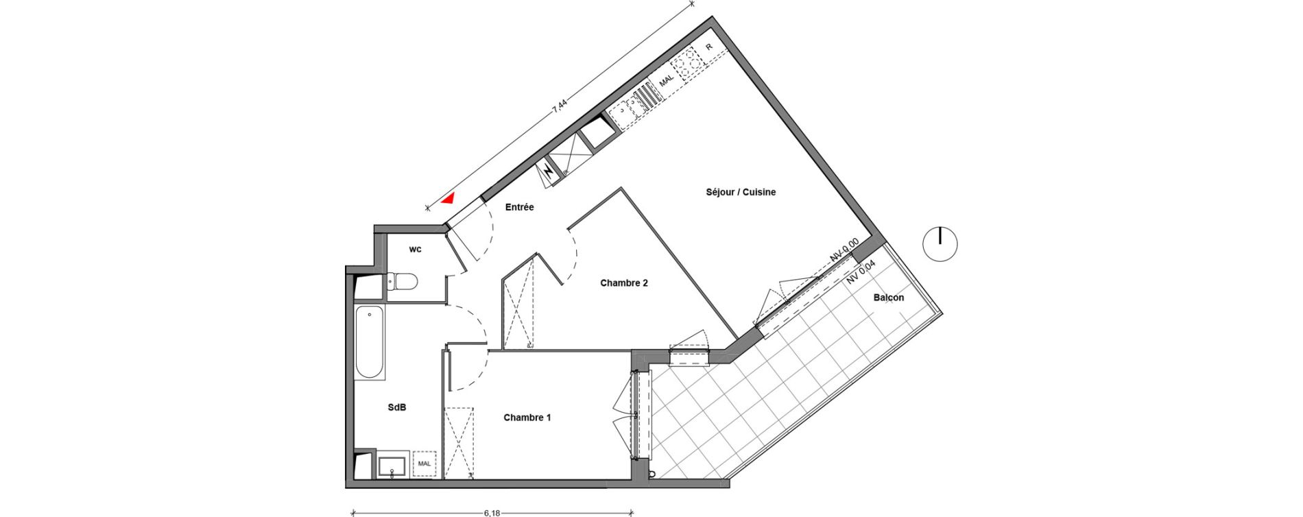 Appartement T3 de 62,06 m2 &agrave; Cr&eacute;teil Centre