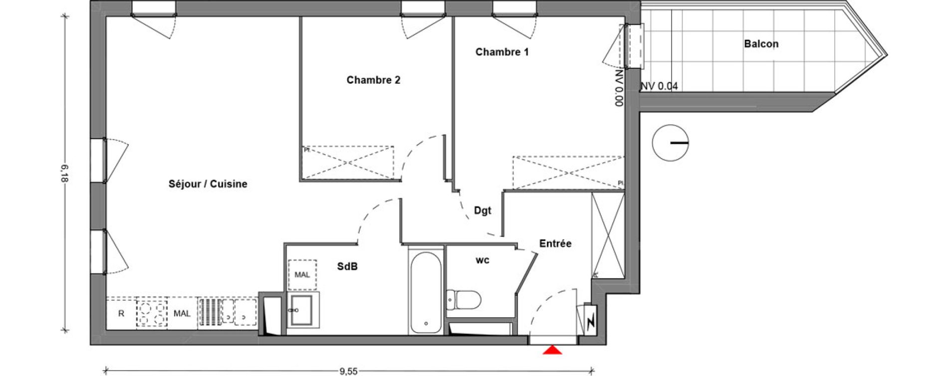 Appartement T3 de 61,00 m2 &agrave; Cr&eacute;teil Centre