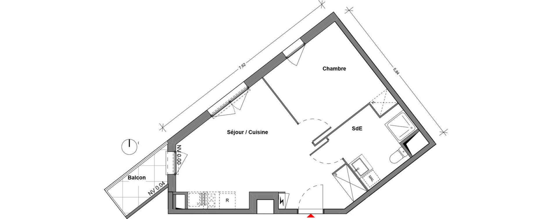 Appartement T2 de 39,56 m2 &agrave; Cr&eacute;teil Centre