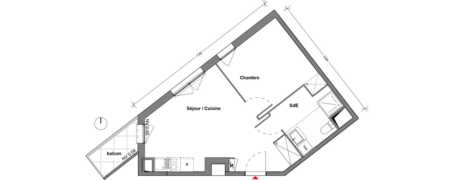 Appartement T2 de 39,56 m2 &agrave; Cr&eacute;teil Centre