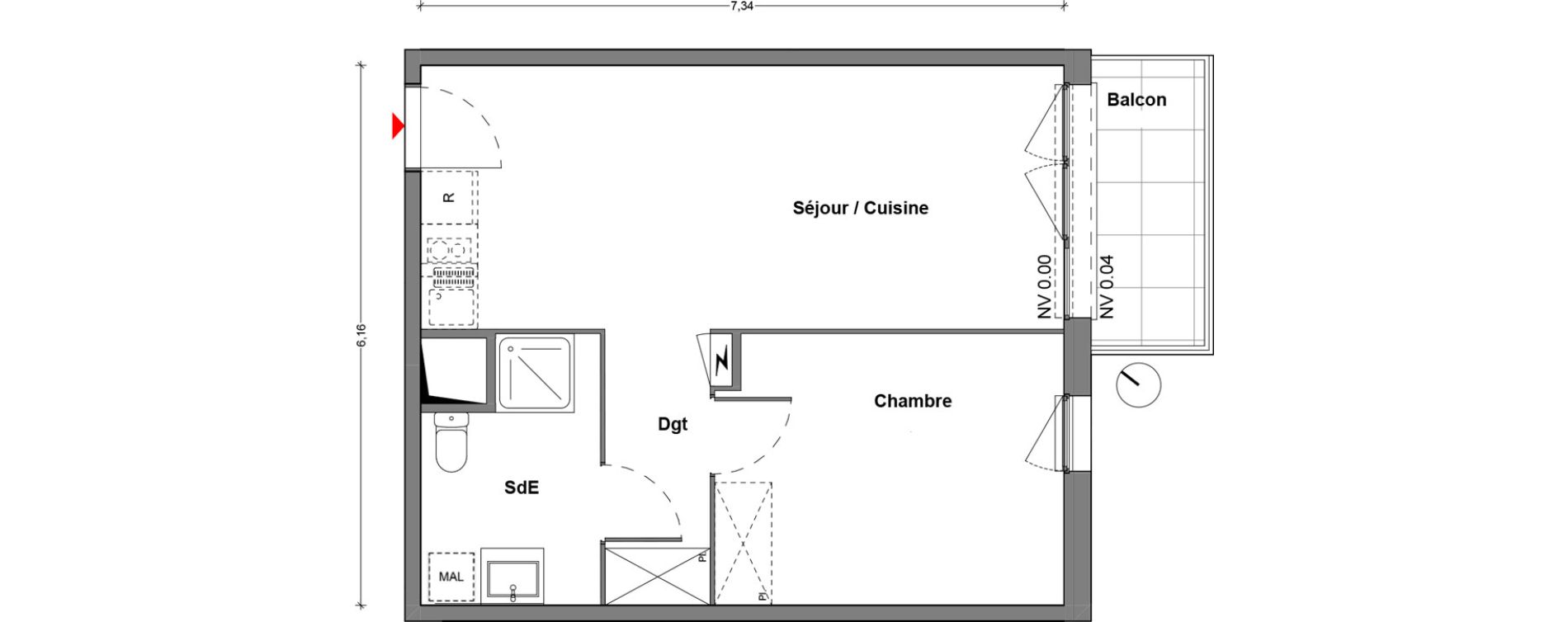 Appartement T2 de 43,64 m2 &agrave; Cr&eacute;teil Centre