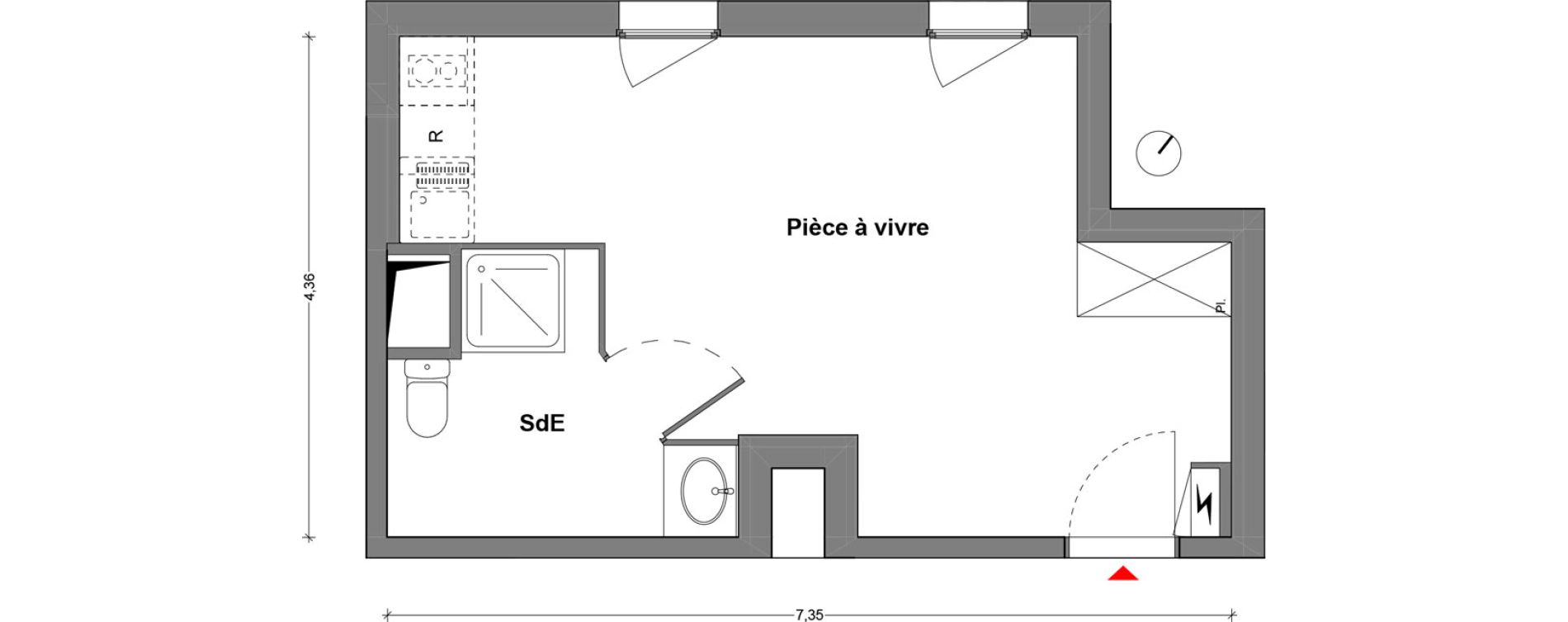 Appartement T1 de 27,45 m2 &agrave; Cr&eacute;teil Centre