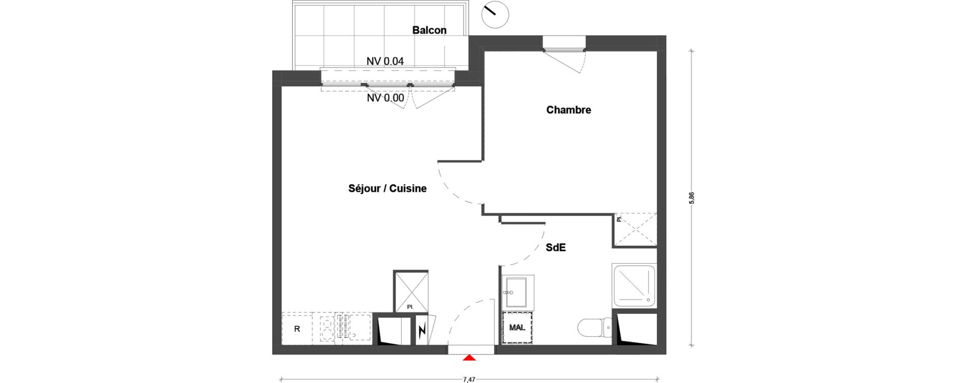 Appartement T2 de 39,04 m2 &agrave; Cr&eacute;teil Centre