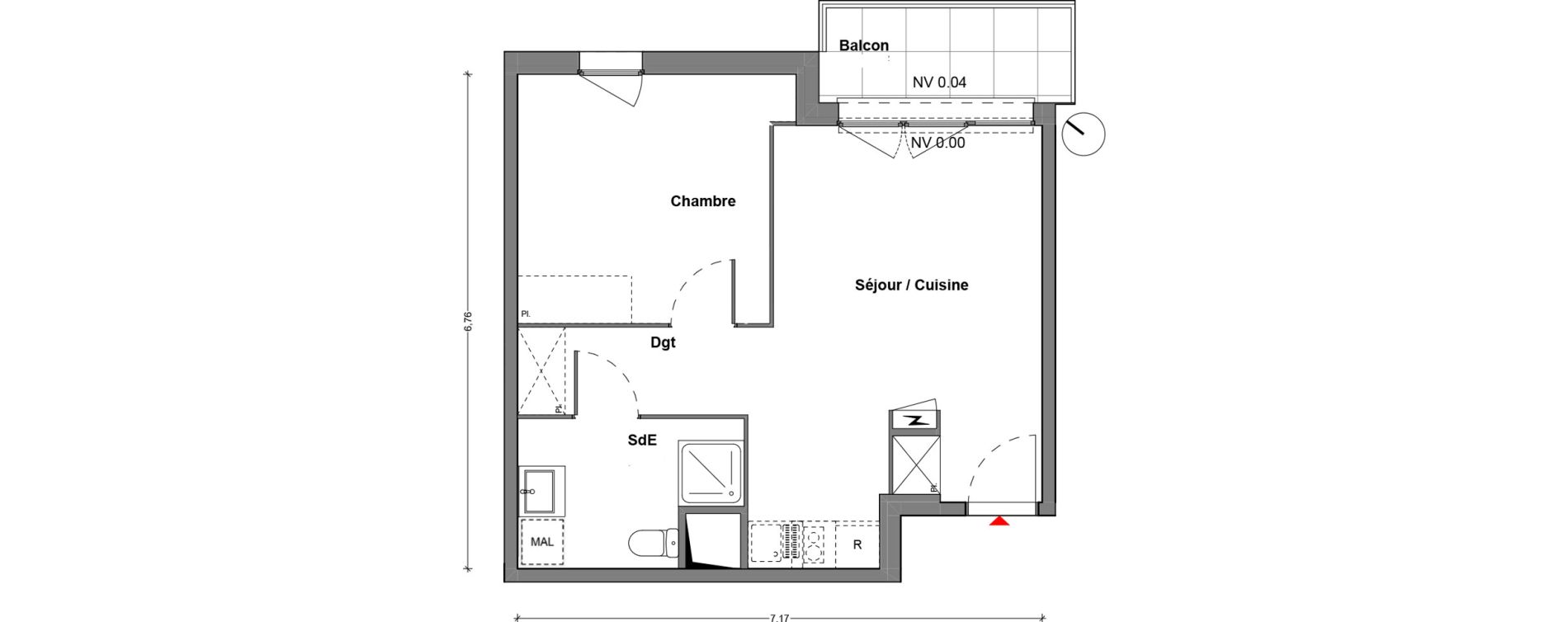 Appartement T2 de 42,42 m2 &agrave; Cr&eacute;teil Centre