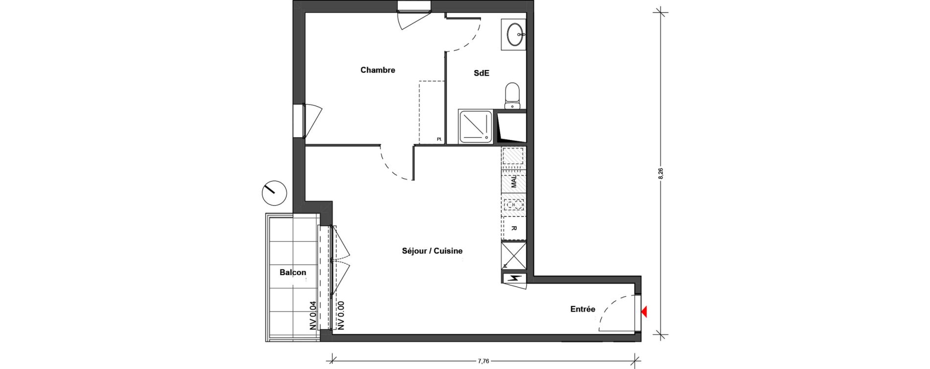 Appartement T2 de 46,74 m2 &agrave; Cr&eacute;teil Centre