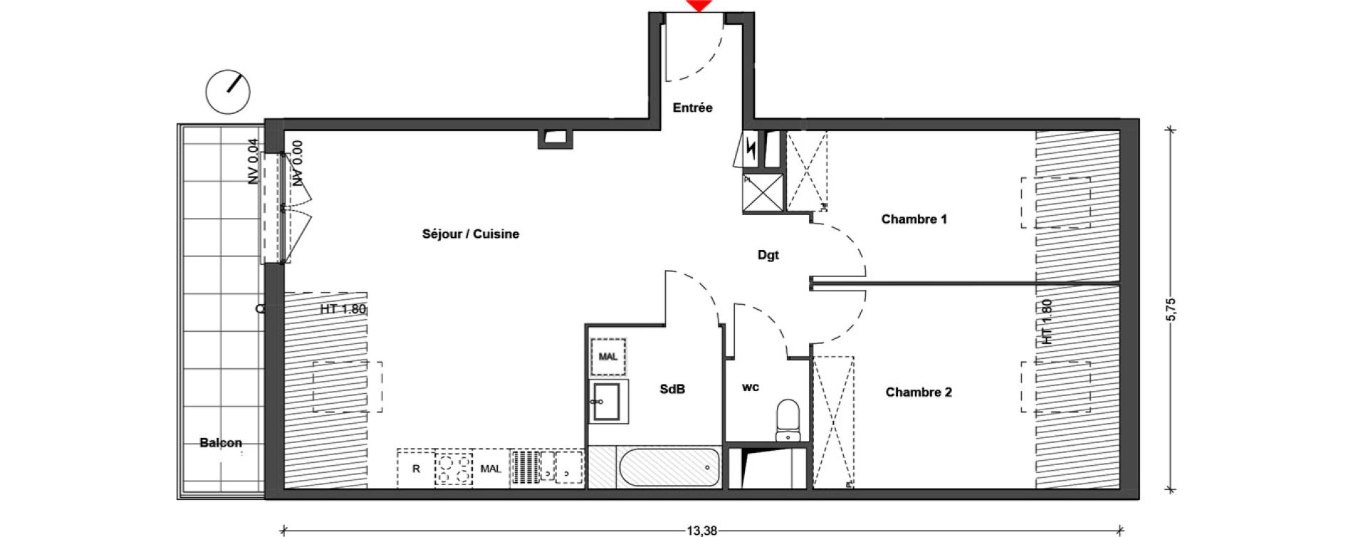 Appartement T3 de 64,69 m2 &agrave; Cr&eacute;teil Centre