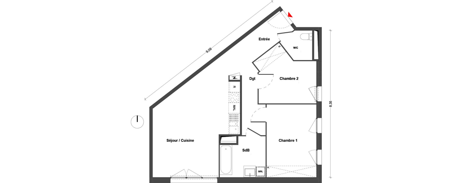 Appartement T3 de 63,38 m2 &agrave; Cr&eacute;teil Centre