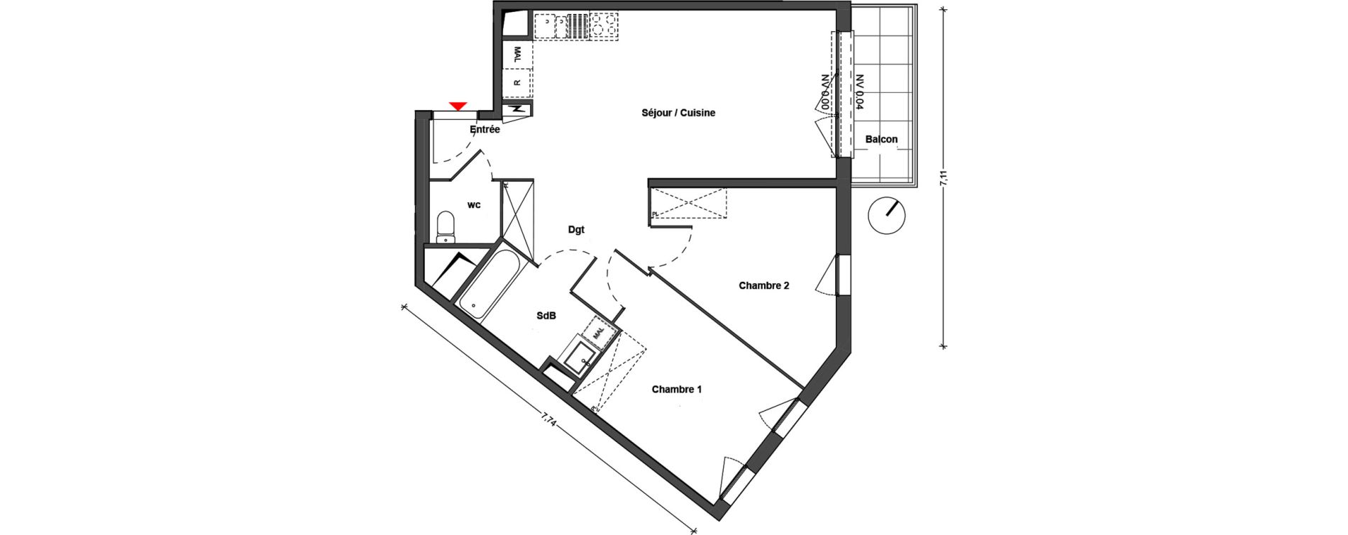 Appartement T3 de 64,60 m2 &agrave; Cr&eacute;teil Centre