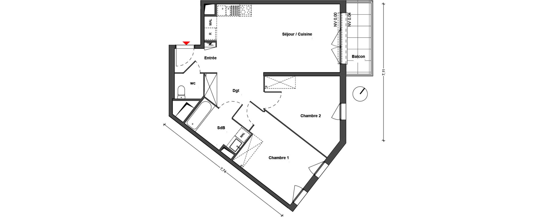Appartement T3 de 64,59 m2 &agrave; Cr&eacute;teil Centre
