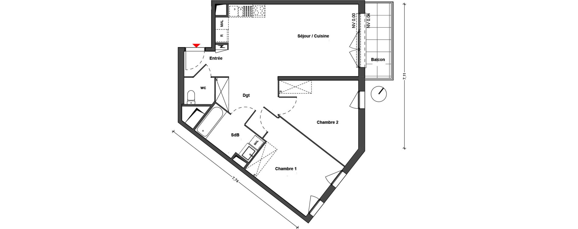 Appartement T3 de 64,59 m2 &agrave; Cr&eacute;teil Centre