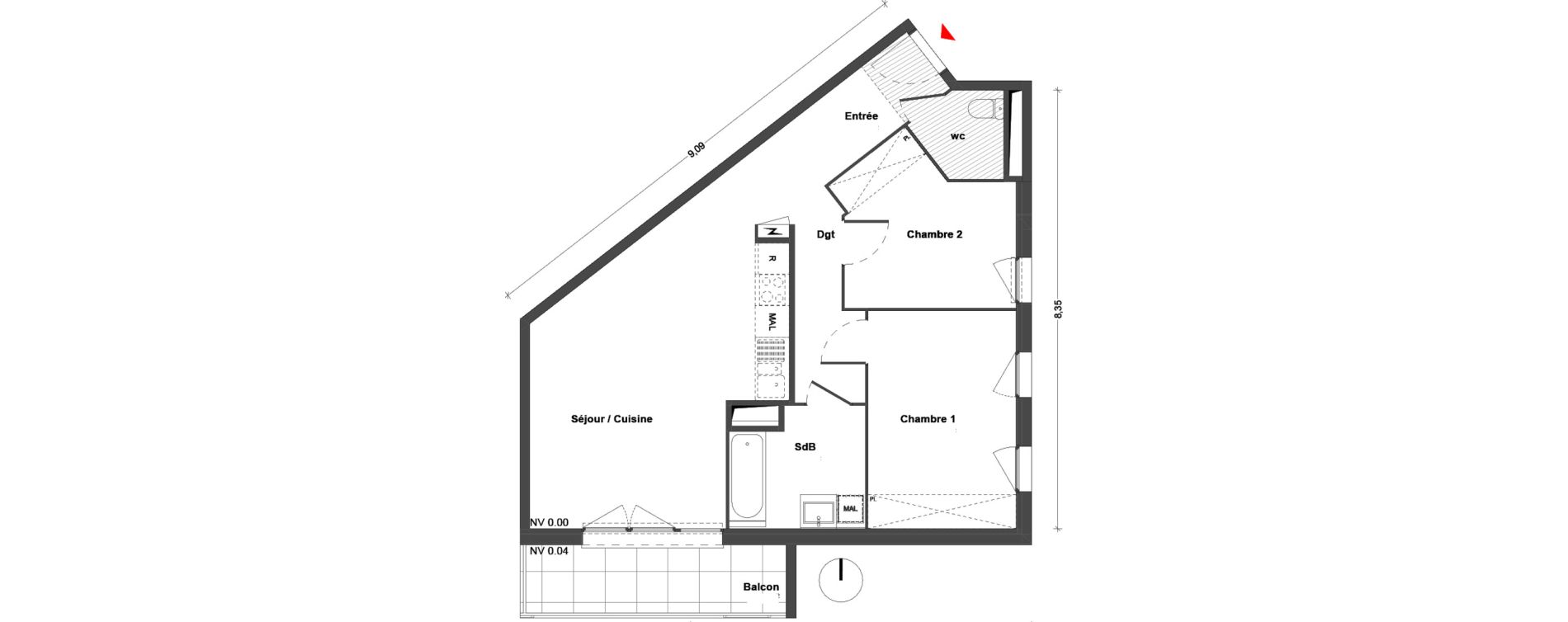 Appartement T3 de 63,38 m2 &agrave; Cr&eacute;teil Centre