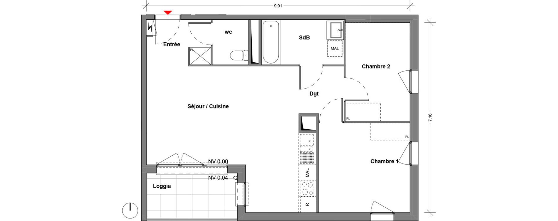 Appartement T3 de 62,41 m2 &agrave; Cr&eacute;teil Centre