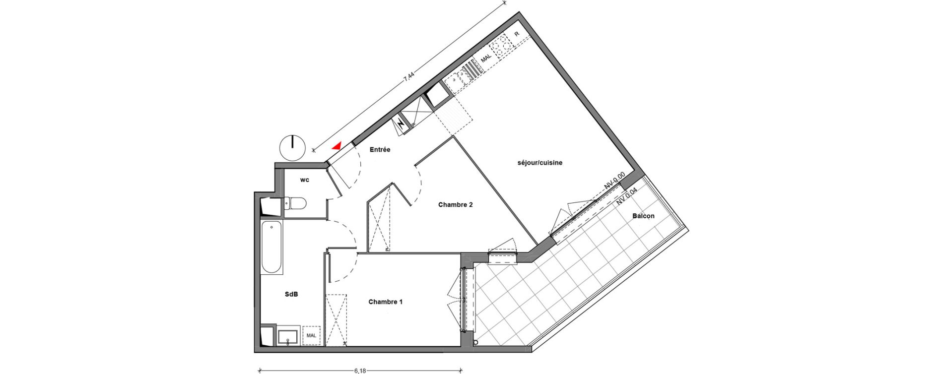 Appartement T3 de 62,05 m2 &agrave; Cr&eacute;teil Centre