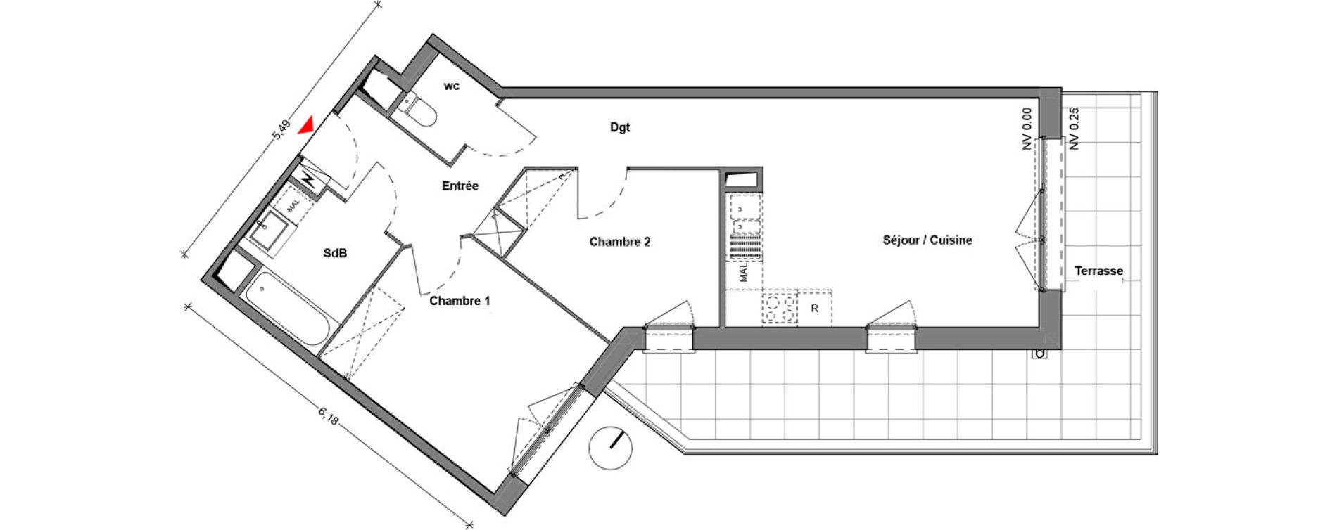 Appartement T3 de 60,04 m2 &agrave; Cr&eacute;teil Centre