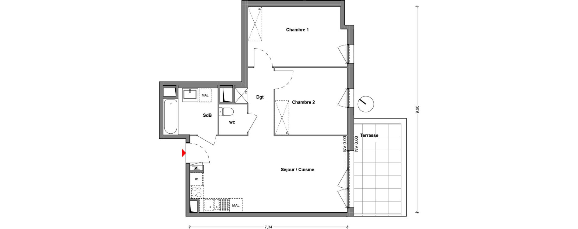 Appartement T3 de 60,26 m2 &agrave; Cr&eacute;teil Centre