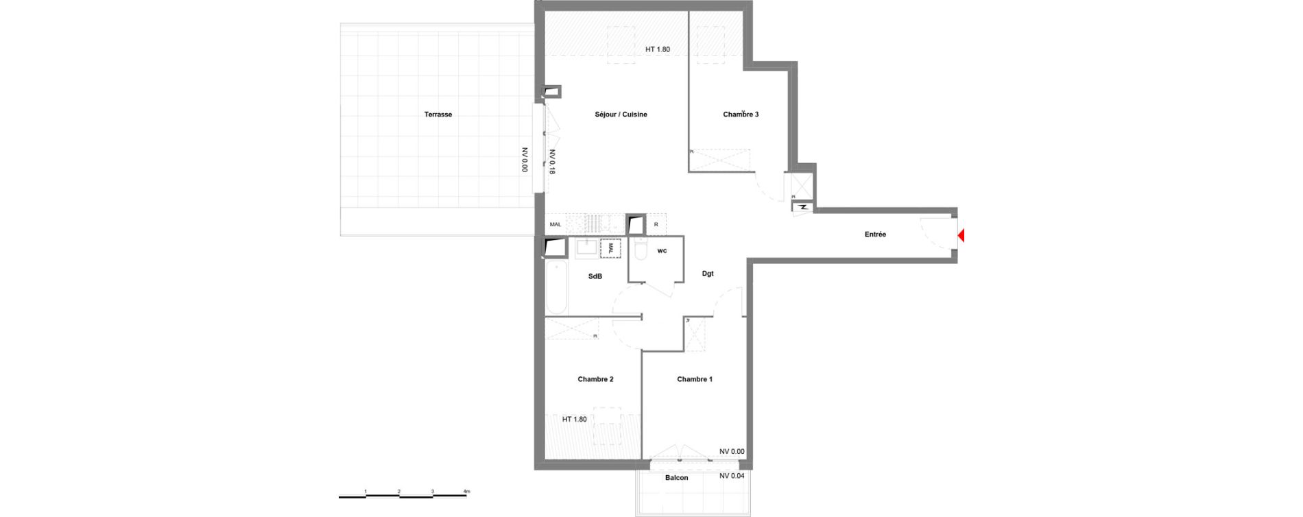 Appartement T4 de 80,83 m2 &agrave; Cr&eacute;teil Centre