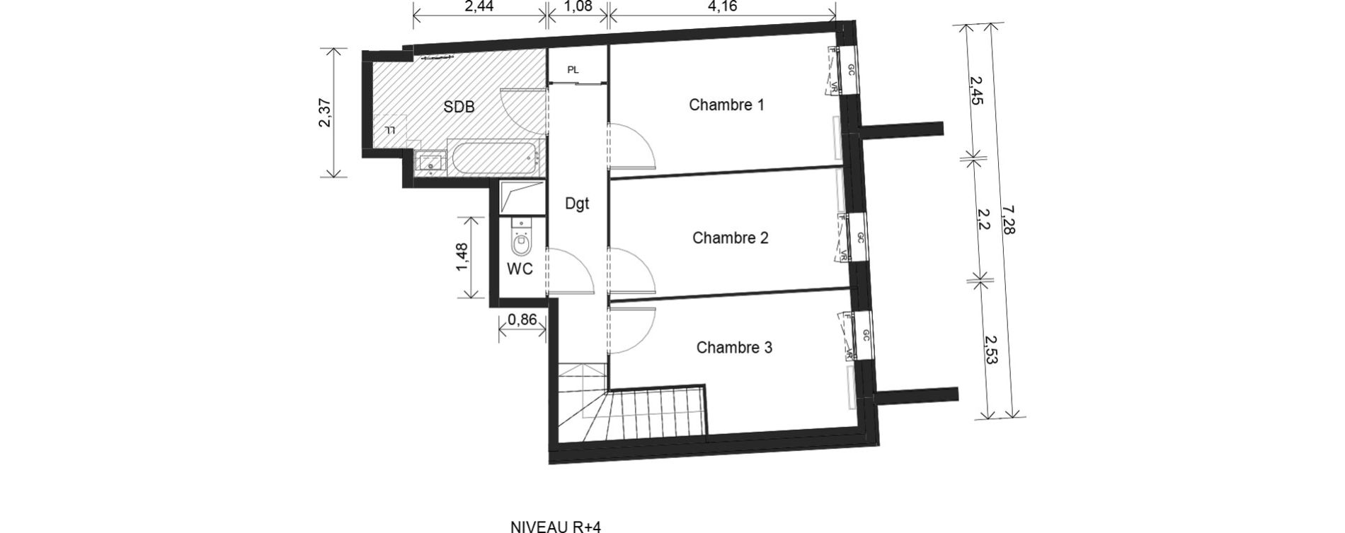 Duplex T4 de 83,90 m2 &agrave; Cr&eacute;teil Viet