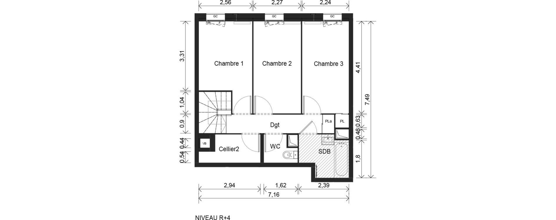Duplex T4 de 81,65 m2 &agrave; Cr&eacute;teil Viet