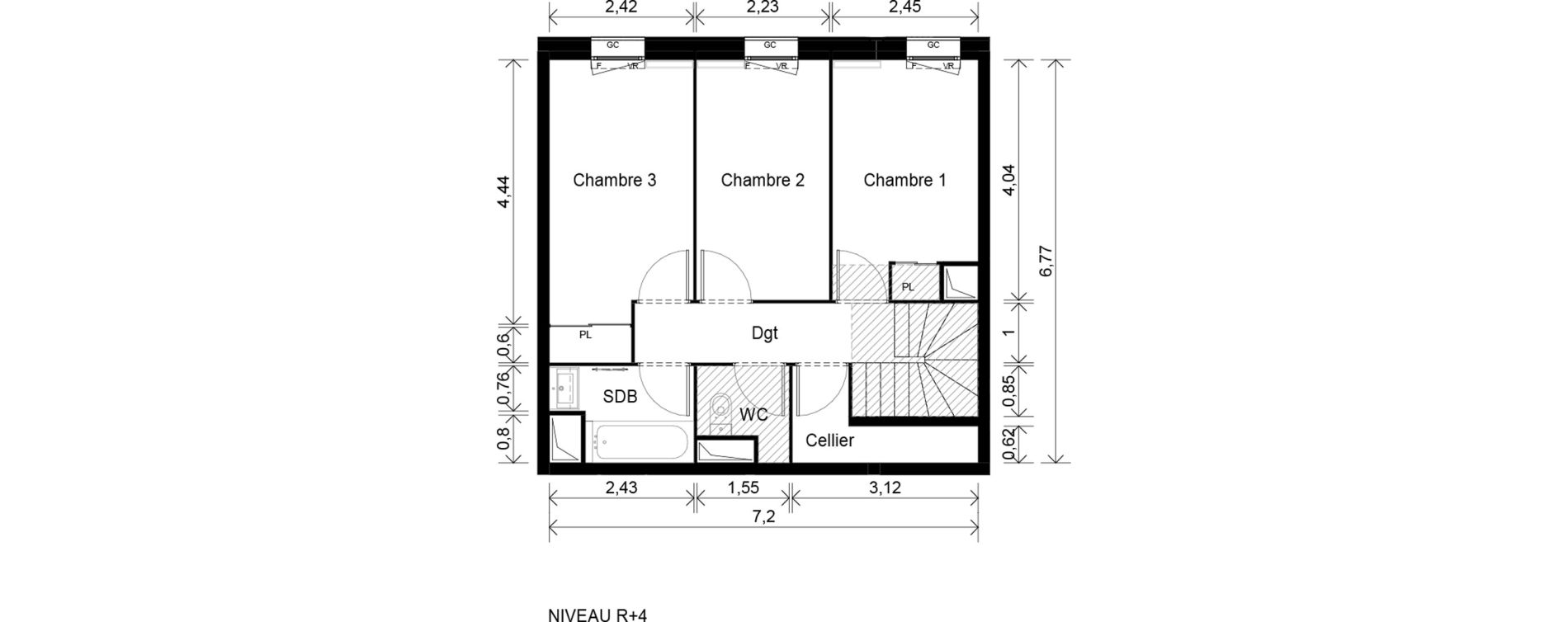 Duplex T4 de 83,08 m2 &agrave; Cr&eacute;teil Viet