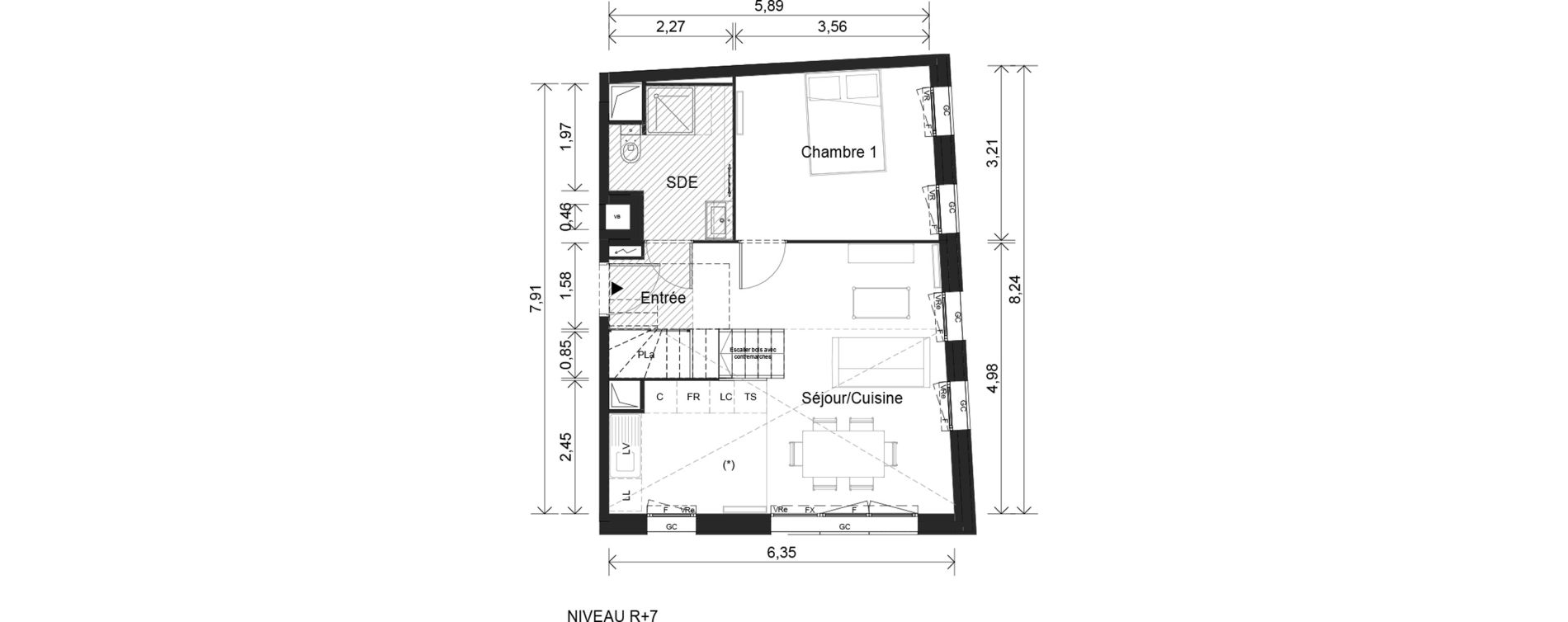 Duplex T3 de 65,50 m2 &agrave; Cr&eacute;teil Viet