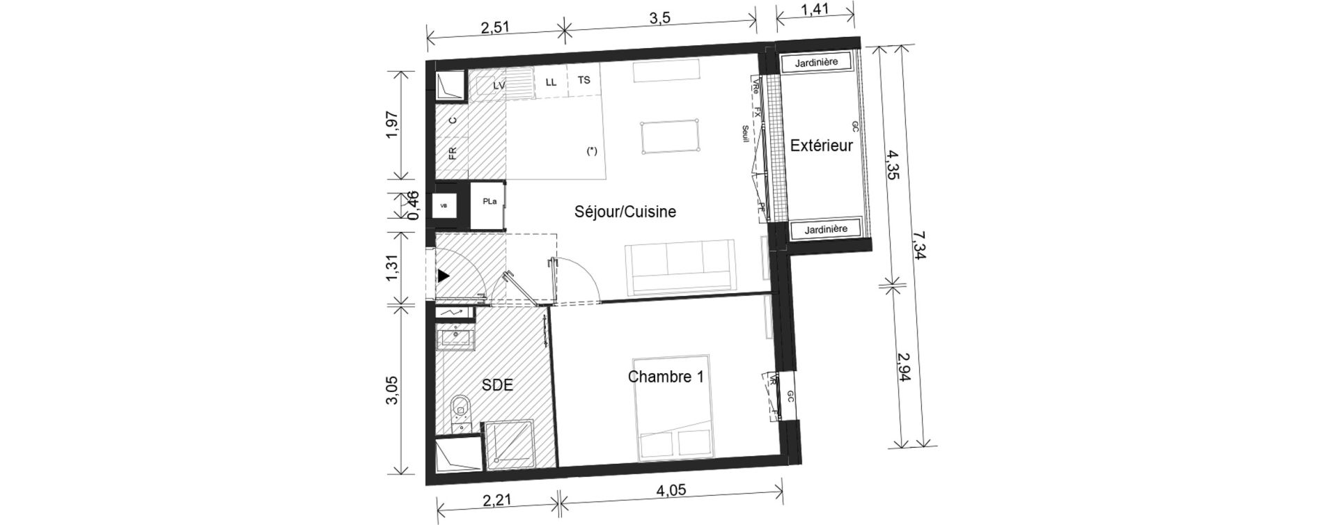 Appartement T2 de 42,39 m2 &agrave; Cr&eacute;teil Viet