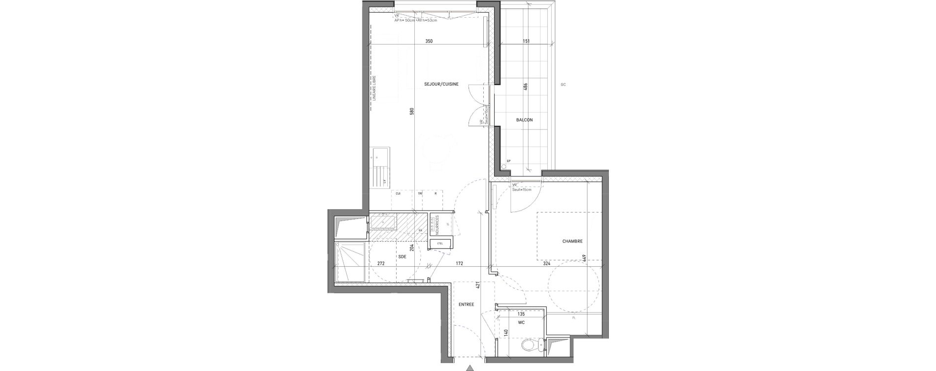 Appartement T2 de 46,05 m2 &agrave; Cr&eacute;teil Cardinaud