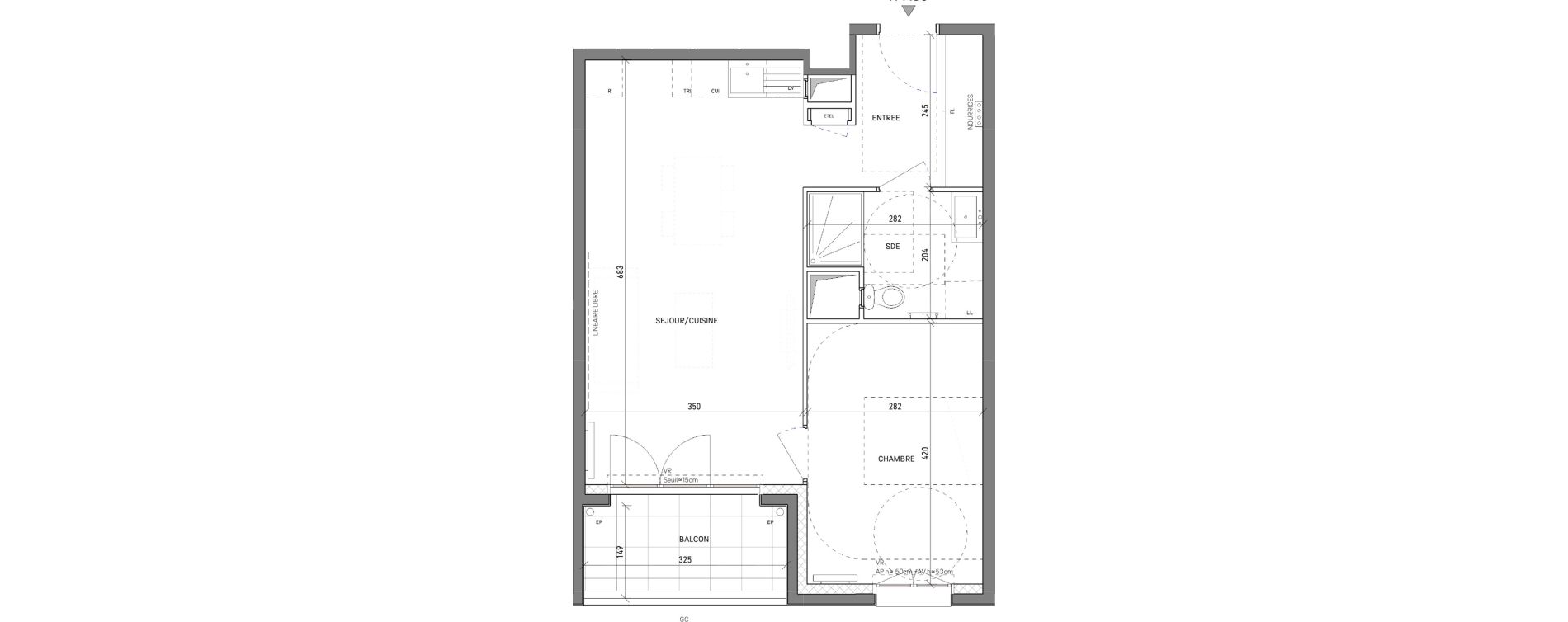 Appartement T2 de 46,60 m2 &agrave; Cr&eacute;teil Cardinaud