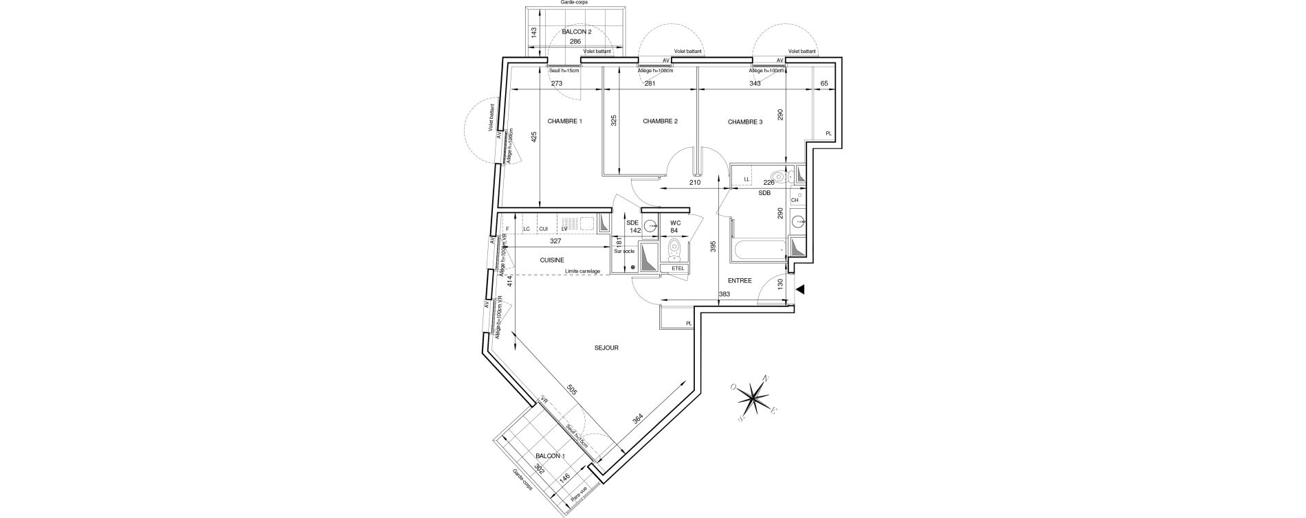 Appartement T4 de 83,97 m2 &agrave; Cr&eacute;teil Champeval