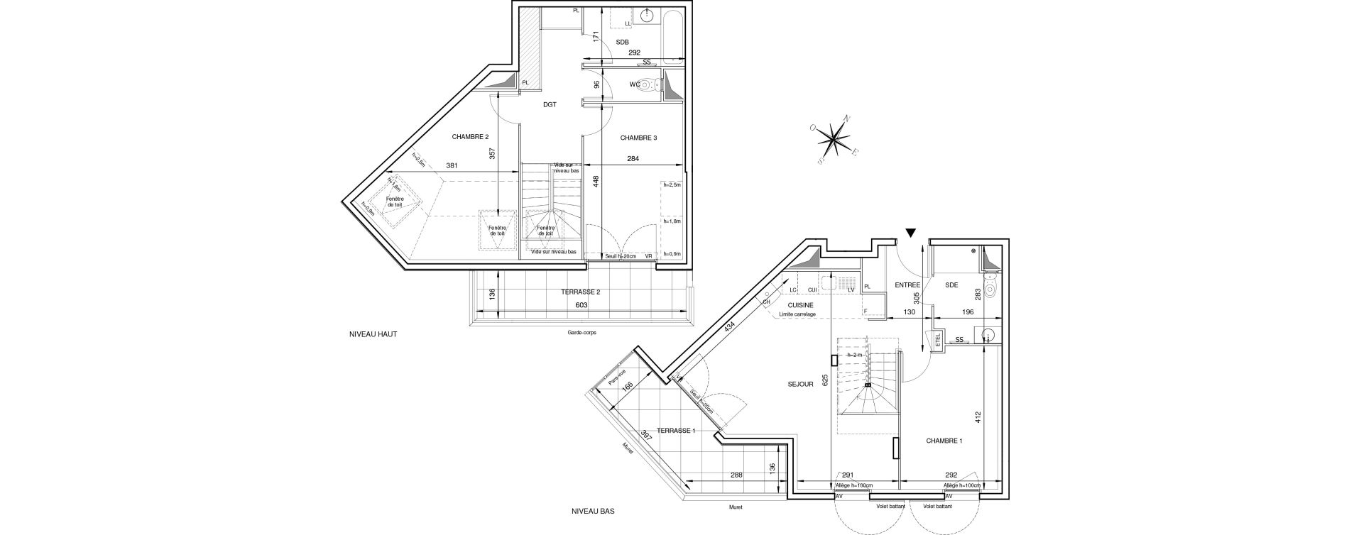Duplex T4 de 83,00 m2 &agrave; Cr&eacute;teil Champeval