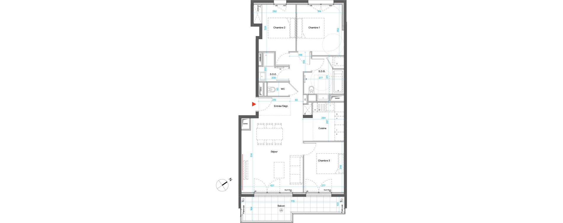 Appartement T4 de 78,69 m2 &agrave; Cr&eacute;teil Triangle de l'&eacute;chat