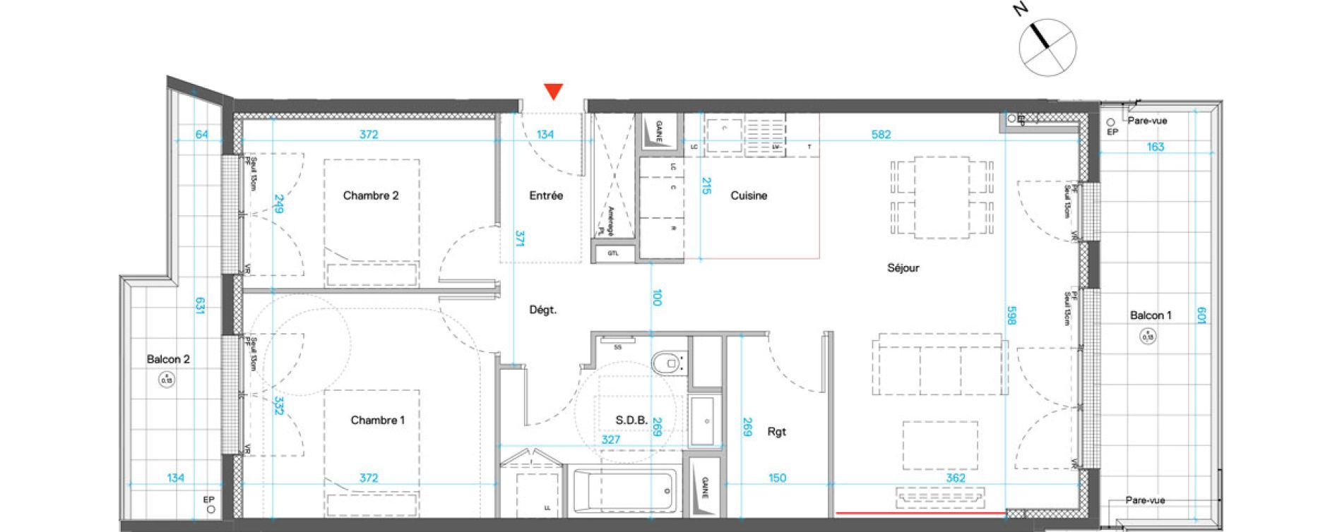 Appartement T3 de 69,88 m2 &agrave; Cr&eacute;teil Triangle de l'&eacute;chat