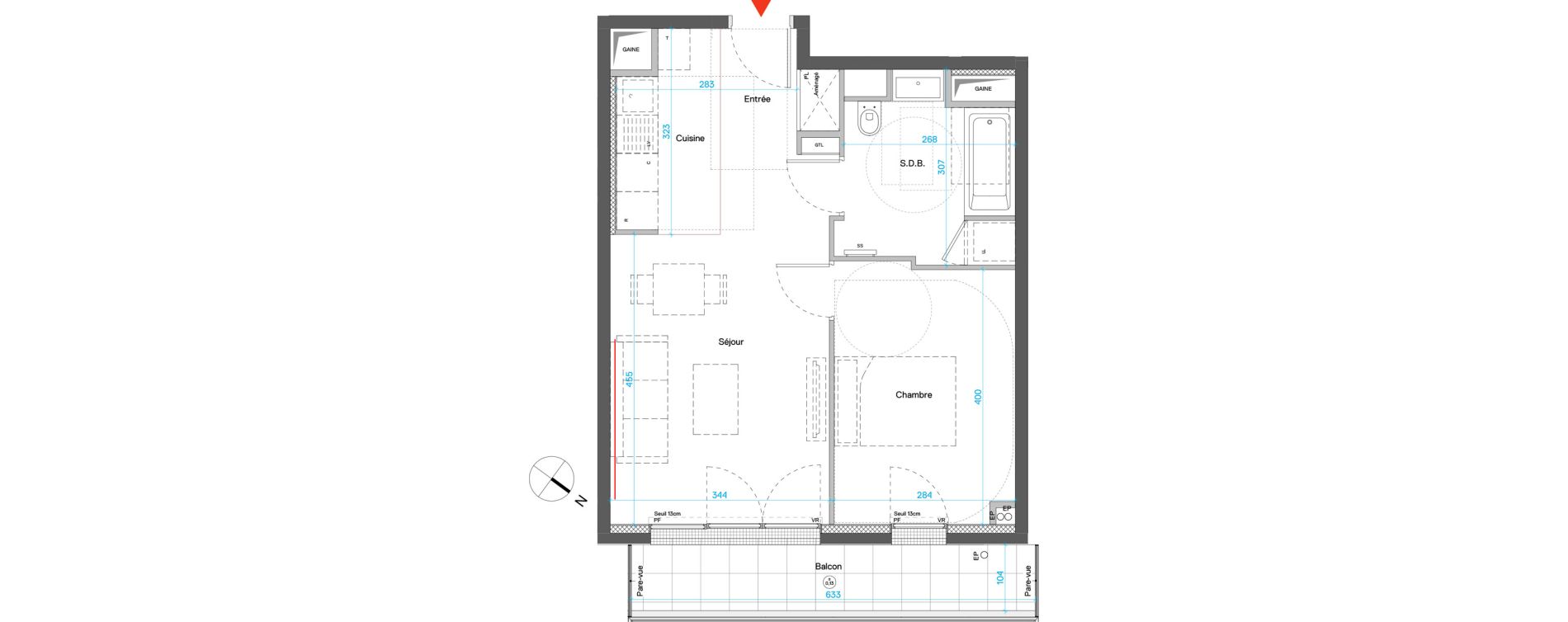 Appartement T2 de 44,52 m2 &agrave; Cr&eacute;teil Triangle de l'&eacute;chat