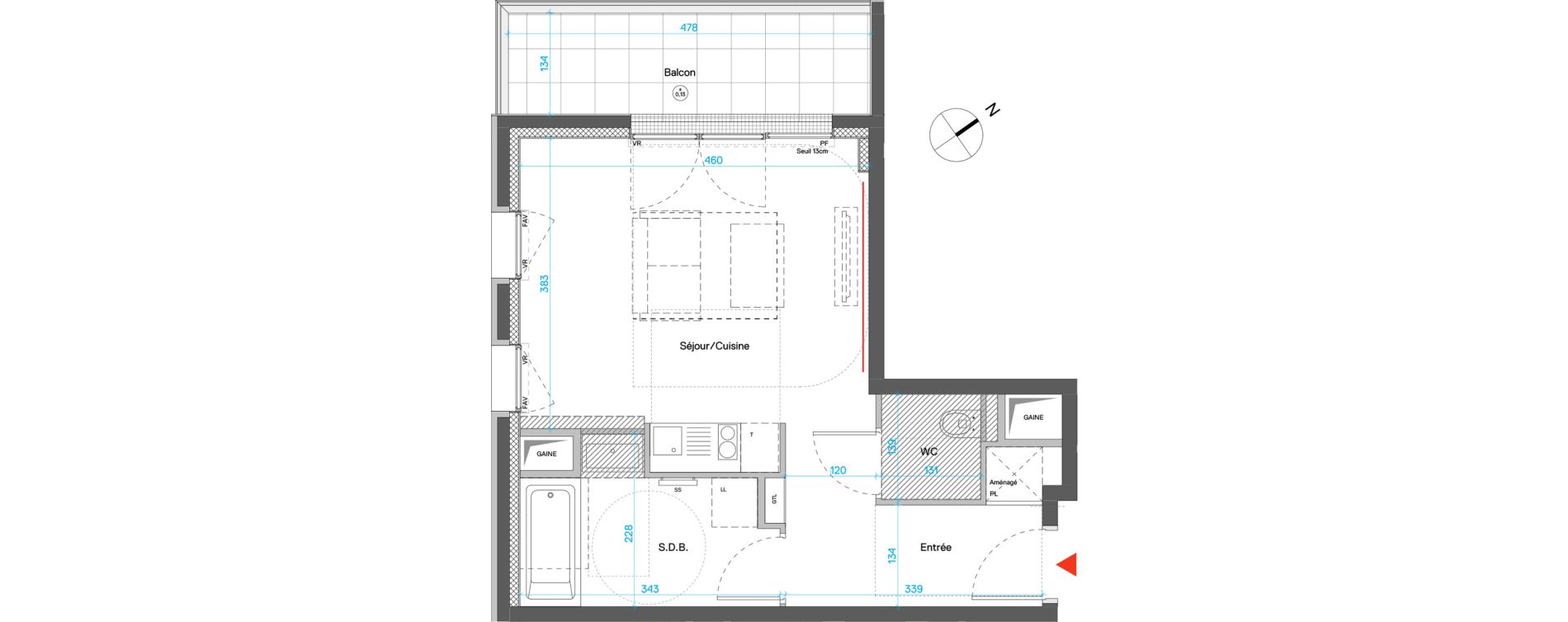 Appartement T1 de 33,17 m2 &agrave; Cr&eacute;teil Triangle de l'&eacute;chat