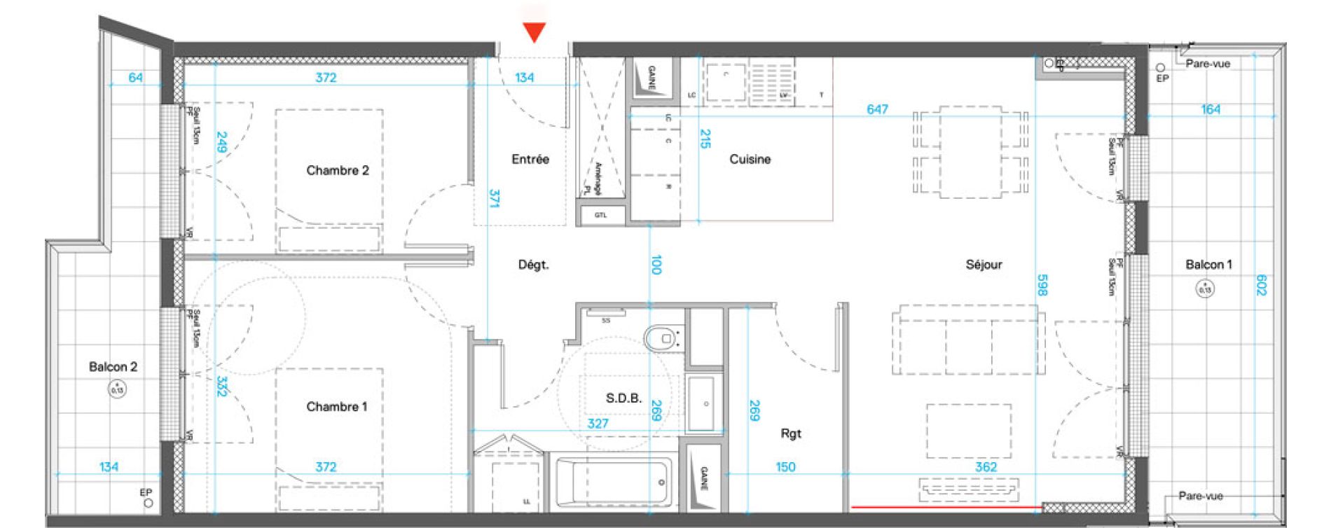 Appartement T3 de 69,89 m2 &agrave; Cr&eacute;teil Triangle de l'&eacute;chat