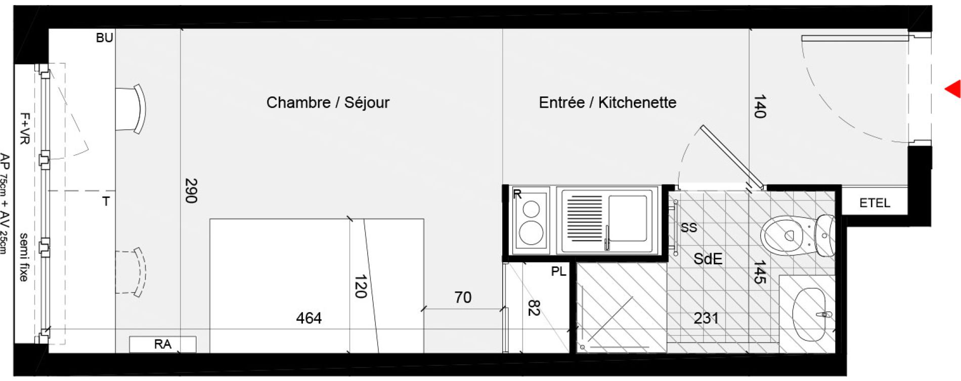 Appartement T1 meubl&eacute; de 20,96 m2 &agrave; Cr&eacute;teil L &eacute;chat